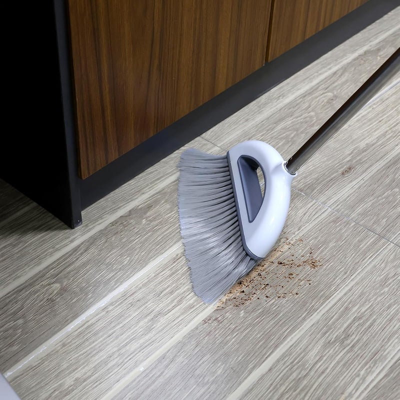 BAOYINGTE Angle Broom for Hardwood Floors - Soft Bristled Kitchen Broom, Indoor & Office Use (Off White) - Image 2